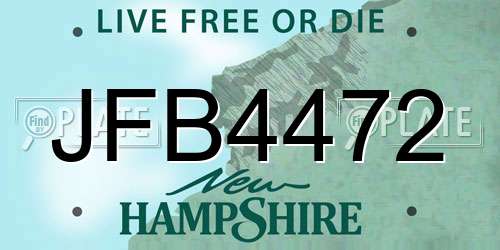 JFB4472 New Hampshire License Plate