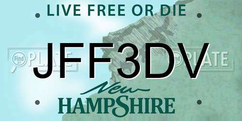 JFF3DV New Hampshire License Plate