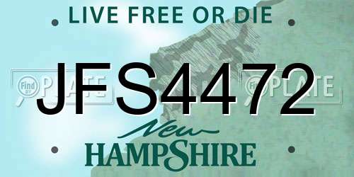 JFS4472 New Hampshire License Plate