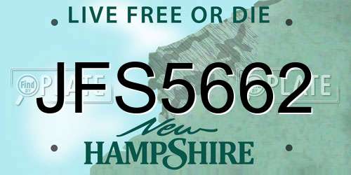 JFS5662 New Hampshire License Plate