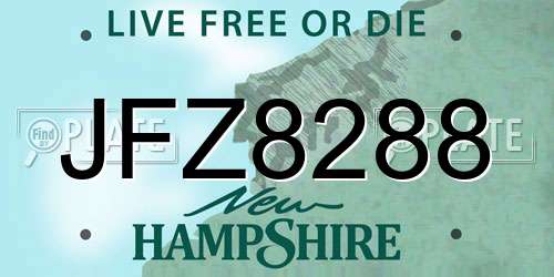 JFZ8288 New Hampshire License Plate