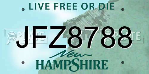 JFZ8788 New Hampshire License Plate