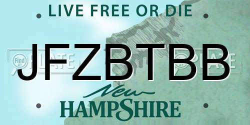 JFZBTBB New Hampshire License Plate
