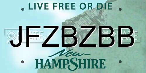 JFZBZBB New Hampshire License Plate