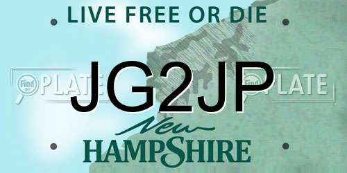JG2JP New Hampshire License Plate