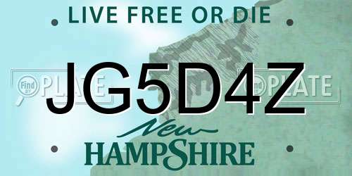 JG5D4Z New Hampshire License Plate