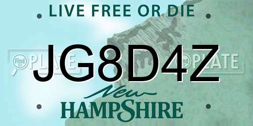 JG8D4Z New Hampshire License Plate
