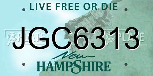 JGC6313 New Hampshire License Plate