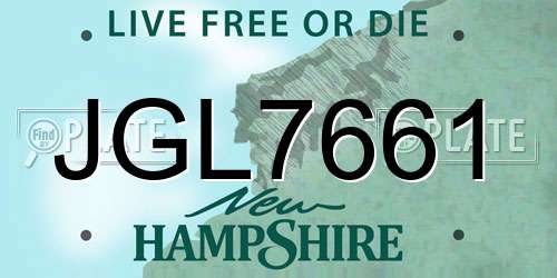 JGL7661 New Hampshire License Plate