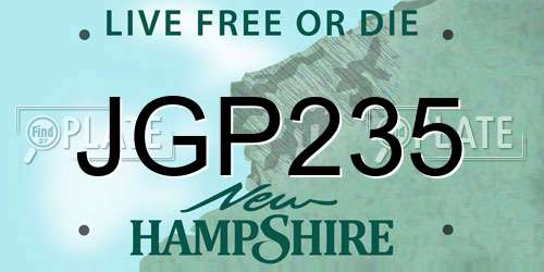 JGP235 New Hampshire License Plate