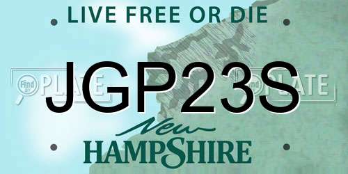JGP23S New Hampshire License Plate