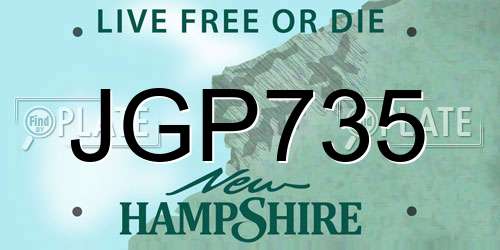 JGP735 New Hampshire License Plate