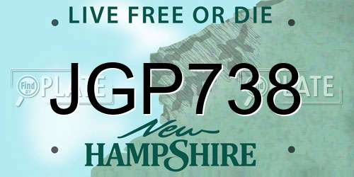 JGP738 New Hampshire License Plate