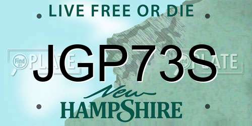 JGP73S New Hampshire License Plate