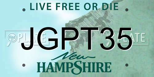 JGPT35 New Hampshire License Plate