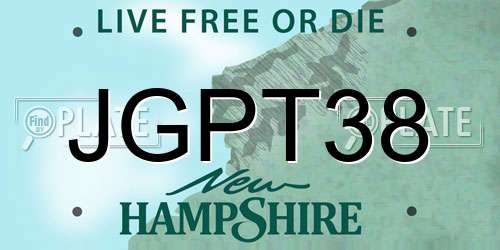 JGPT38 New Hampshire License Plate