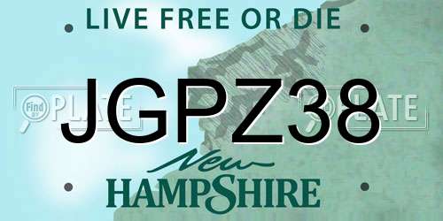 JGPZ38 New Hampshire License Plate