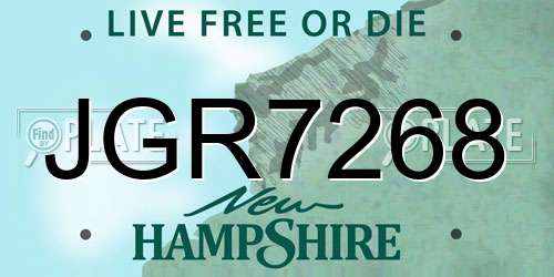 JGR7268 New Hampshire License Plate