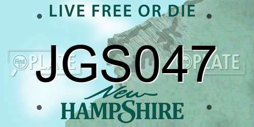 JGS047 New Hampshire License Plate