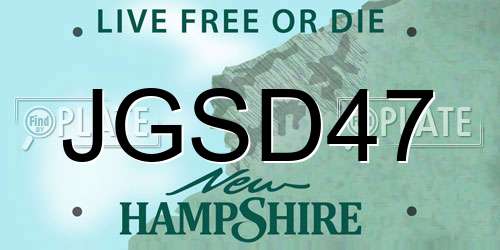 JGSD47 New Hampshire License Plate