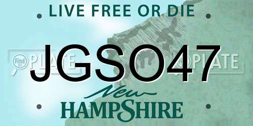 JGSO47 New Hampshire License Plate