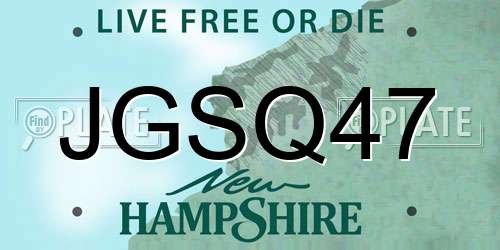 JGSQ47 New Hampshire License Plate