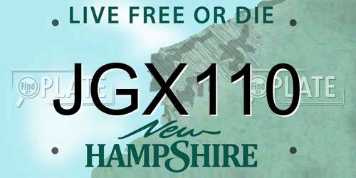 JGX110 New Hampshire License Plate