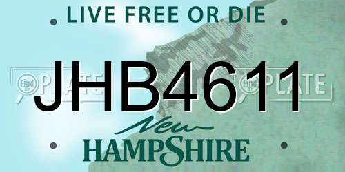 JHB4611 New Hampshire License Plate