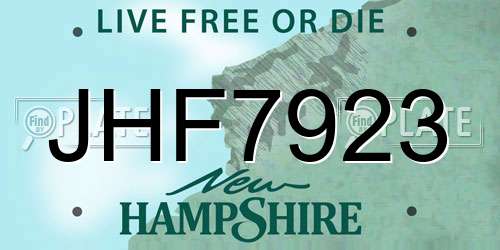 JHF7923 New Hampshire License Plate