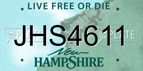 JHS4611 New Hampshire License Plate