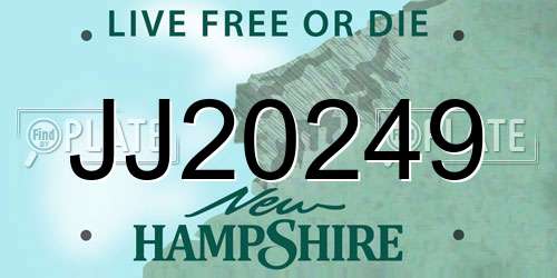 JJ20249 New Hampshire License Plate