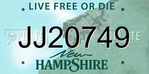 JJ20749 New Hampshire License Plate