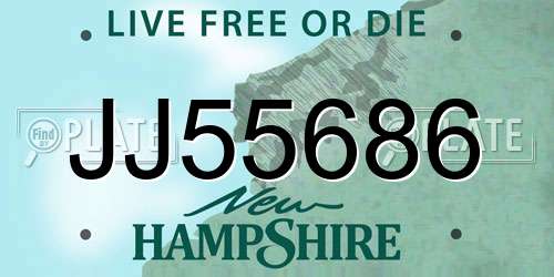 JJ55686 New Hampshire License Plate