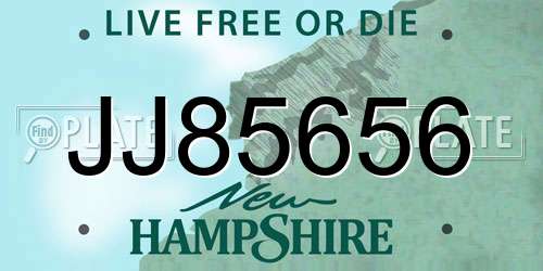 JJ85656 New Hampshire License Plate