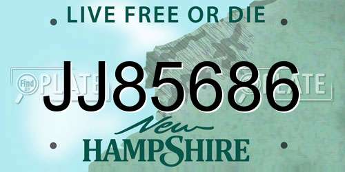 JJ85686 New Hampshire License Plate