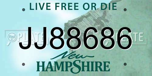 JJ88686 New Hampshire License Plate