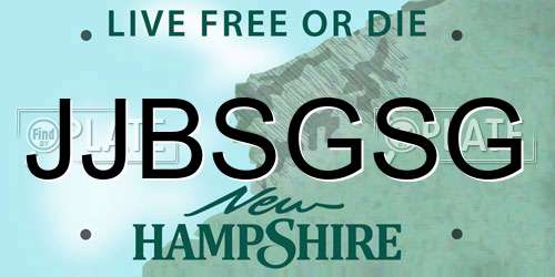 JJBSGSG New Hampshire License Plate