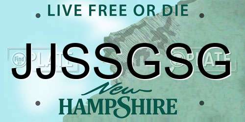 JJSSGSG New Hampshire License Plate