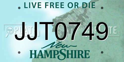 JJT0749 New Hampshire License Plate