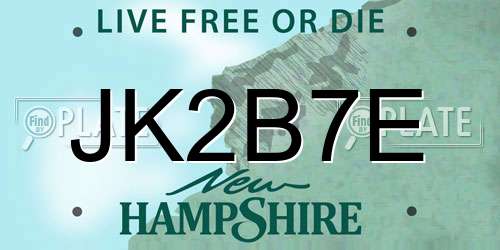 JK2B7E New Hampshire License Plate