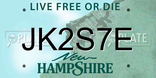 JK2S7E New Hampshire License Plate