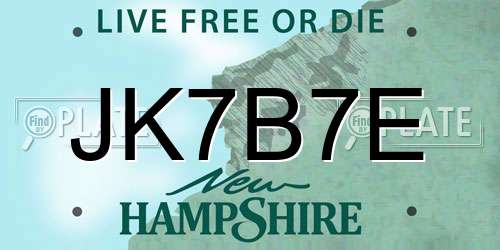 JK7B7E New Hampshire License Plate