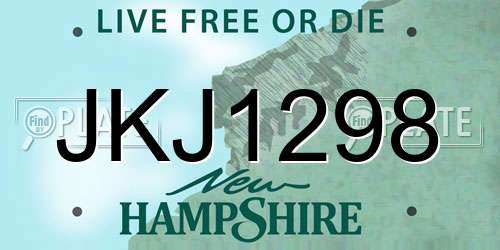 JKJ1298 New Hampshire License Plate