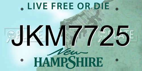 JKM7725 New Hampshire License Plate