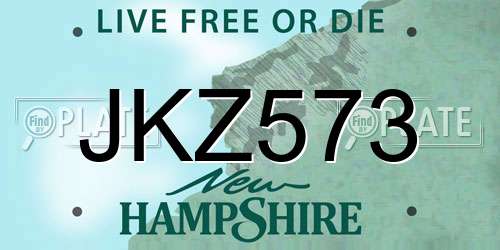 JKZ573 New Hampshire License Plate