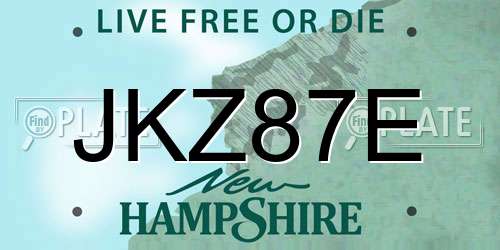 JKZ87E New Hampshire License Plate