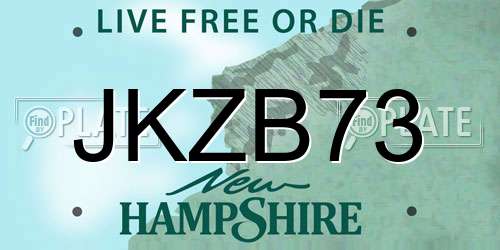 JKZB73 New Hampshire License Plate