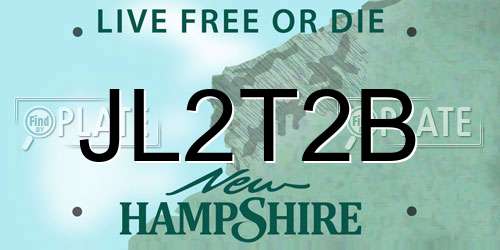 JL2T2B New Hampshire License Plate
