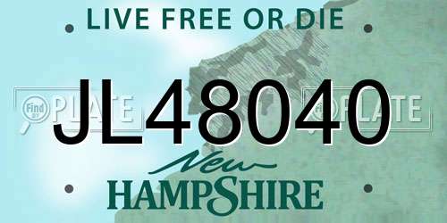 JL48040 New Hampshire License Plate