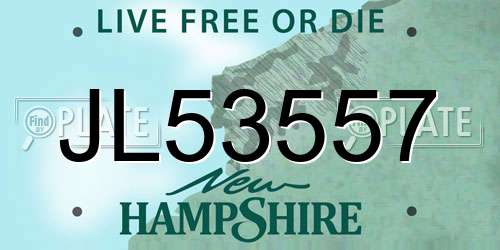 JL53557 New Hampshire License Plate